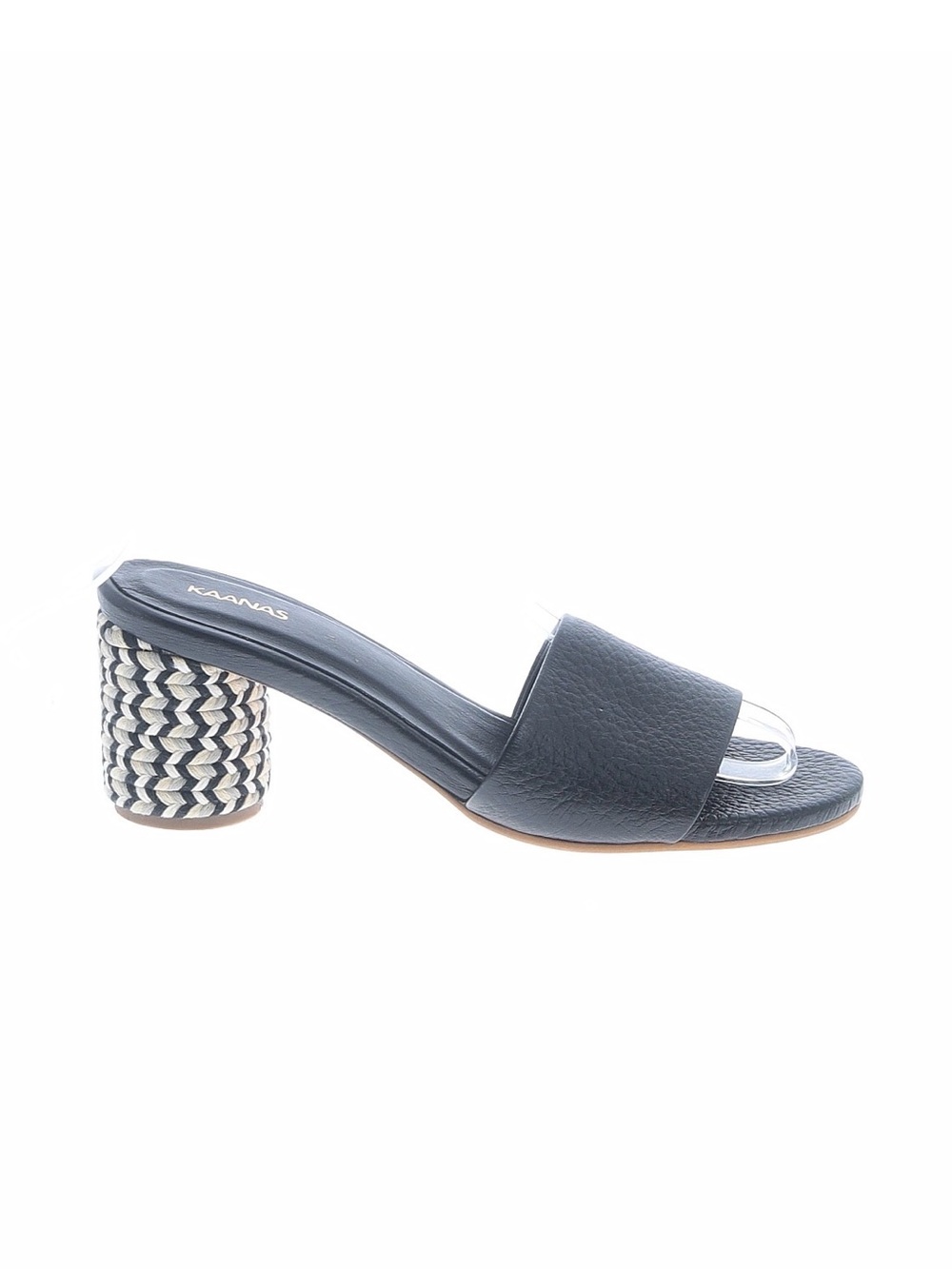 Kaanas Tobago Braid-Wrapped Heel Leather Mule-Navy Blue
